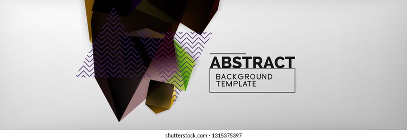 Triangular 3d geometric shapes composition, abstract background, vector line and shapes design