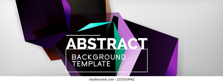 Triangular 3d geometric shapes composition, abstract background, vector line and shapes design