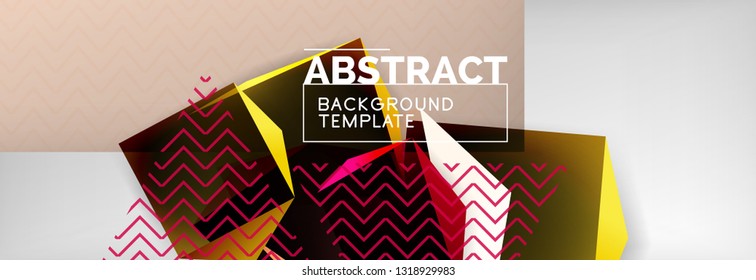 Triangular 3d geometric shapes composition, abstract background, vector line and shapes design