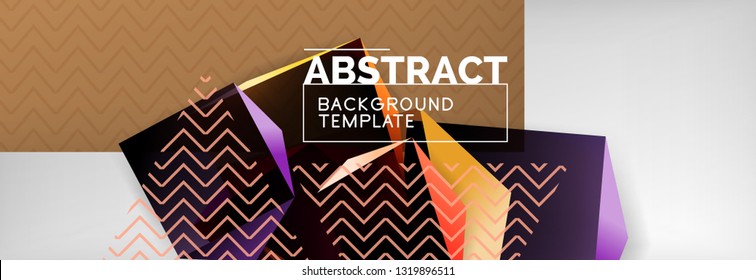 Triangular 3d geometric shapes composition, abstract background, vector line and shapes design