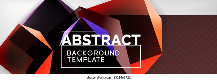 Triangular 3d geometric shapes composition, abstract background, vector line and shapes design