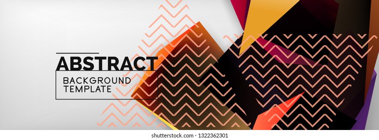 Triangular 3d geometric shapes composition, abstract background, vector line and shapes design