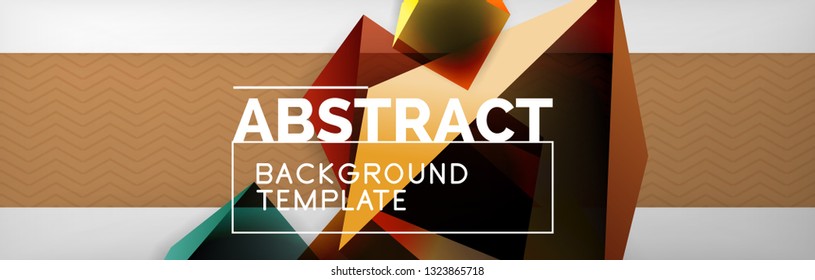 Triangular 3d geometric shapes composition, abstract background, vector line and shapes design