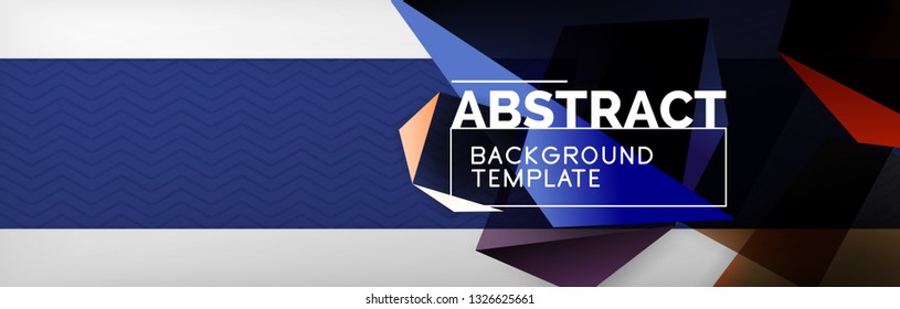 Triangular 3d geometric shapes composition, abstract background, vector line and shapes design