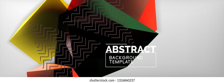 Triangular 3d geometric shapes composition, abstract background, vector line and shapes design