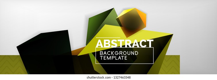 Triangular 3d geometric shapes composition, abstract background, vector line and shapes design