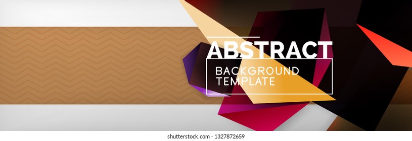Triangular 3d geometric shapes composition, abstract background, vector line and shapes design