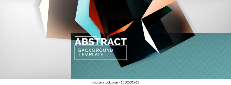 Triangular 3d geometric shapes composition, abstract background, vector line and shapes design
