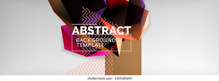 Triangular 3d geometric shapes composition, abstract background, vector line and shapes design