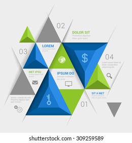 Triangular 3D stylish multicolor infographics mockup template. Infographic background concepts collection.