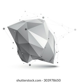 Triangular abstract grayscale 3D shape, vector digital eps8 lattice object.
