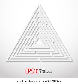 Triangular abstract maze. Vector illustration. 3d shadow. paper