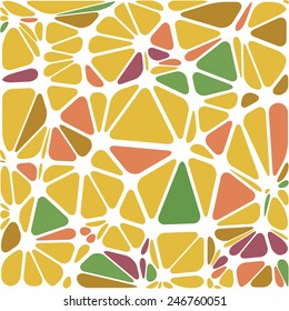 Triangular abstract, white lined multicolored illustration, vector, digital technology object.