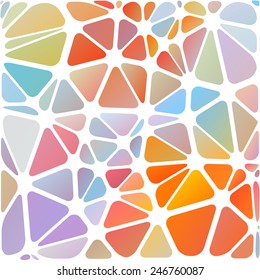 Triangular abstract, white lined multicolored illustration, vector, digital technology object.