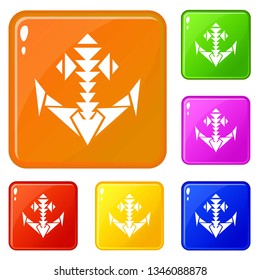 Triangular anchor icons set collection vector 6 color isolated on white background