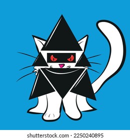 Triangular angry the cat samurai