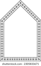 Triangular Arch rectangular frame architectural window door ornate flower frame floral leaf borders natural blossom decoration wedding card anniversary celebration beautiful arabesque motif pattern