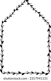 Triangular Arch rectangular frame architectural Flower window Flower door flower frame floral leaf leaves decoration natural Botanical Branches wedding card anniversary celebration beautiful  Elements