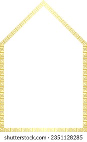 Arco triangular rectángulo marco de la ventana puerta llave griega patrón griega serpentín Lujo marco dorado patrón dorado bordes ornamentales decoración decorativa