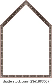 Triangular Arch rectangular frame architecture window door Greek meander pattern antique retro vintage meander old-fashioned design picture frame art craft borders element decorate isolated background