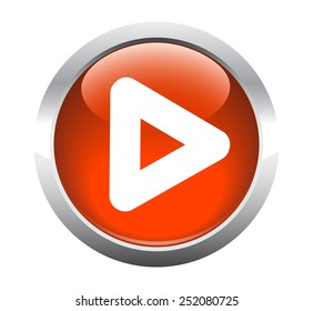 Triangular arrow play button for web. Vector.
