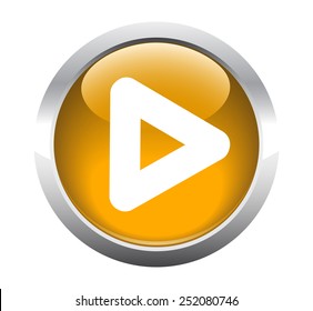 Triangular arrow play button for web. Vector.