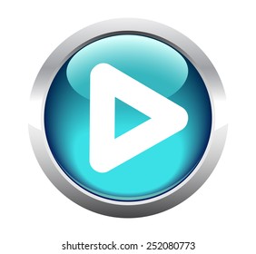 Triangular arrow play button for web. Vector.