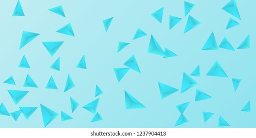 Triangular background. Abstract composition of 3d triangles. Futuristic geometric background.  3D vector illustration . Blue  three-dimensional triangle in space.