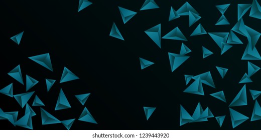 Triangular background. Abstract composition of 3d triangles. 3D vector illustration . Creative geometric background.  Emerald  three-dimensional triangle in space.