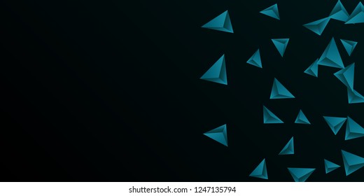 Triangular background. Abstract composition of 3d triangles. 3D vector illustration . Modern geometric background.  Emerald  three-dimensional triangle in space.