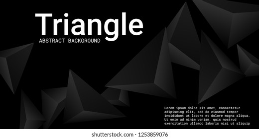 Triangular background. Abstract composition of 3d triangles. Futuristic geometric background.  3D vector illustration . Black  three-dimensional triangle in space.