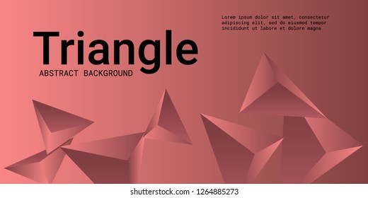 Triangular background. Abstract composition of 3d triangles. 3D vector illustration . Creative geometric background.  Burgundy  three-dimensional triangle in space.