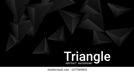 Triangular background. Abstract composition of 3d triangles. 3D vector illustration . Creative geometric background.  Black  three-dimensional triangle in space.