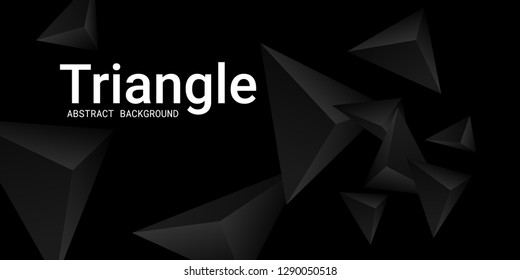Triangular background. Abstract composition of 3d triangles. Futuristic geometric background.  3D vector illustration . Black  three-dimensional triangle in space.