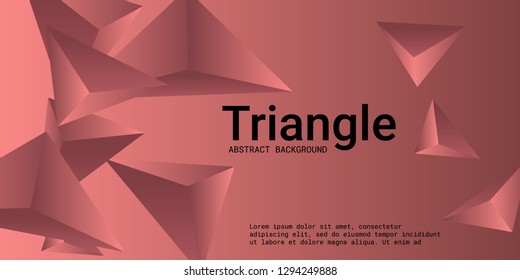 Triangular background. Abstract composition of 3d triangles. 3D vector illustration . Futuristic geometric background.  Burgundy  three-dimensional triangle in space.