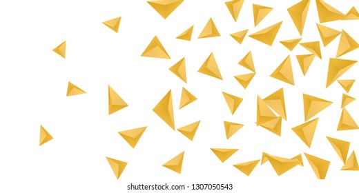 Triangular background. Abstract composition of 3d triangles. 3D vector illustration . Minimal geometric background.  Golden  three-dimensional triangle in space.