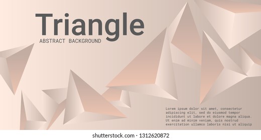 Triangular background. Abstract composition of 3d triangles. 3D vector illustration . Creative geometric background.  Gentle beige  three-dimensional triangle in space.