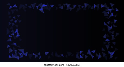 Triangular background. Abstract composition of 3d triangles. 3D vector illustration . Creative geometric background.  Indigo  three-dimensional triangle in space.