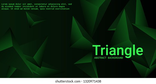 Triangular background. Abstract composition of 3d triangles. Minimal geometric background.  3D vector illustration . Emerald  three-dimensional triangle in space.