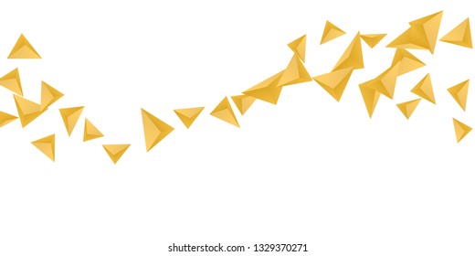 Triangular background. Abstract composition of 3d triangles. 3D vector illustration . Minimal geometric background.  Golden  three-dimensional triangle in space.