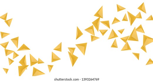 Triangular background. Abstract composition of 3d triangles. Futuristic geometric background.  3D vector illustration . Golden  three-dimensional triangle in space.