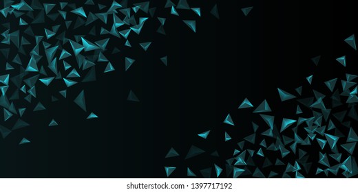 Triangular background. Abstract composition of 3d triangles. Futuristic geometric background.  3D vector illustration . Turquoise  three-dimensional triangle in space.