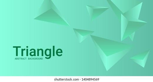 Triangular background. Abstract composition of 3d triangles. 3D vector illustration . Minimal geometric background.  Green  three-dimensional triangle in space.