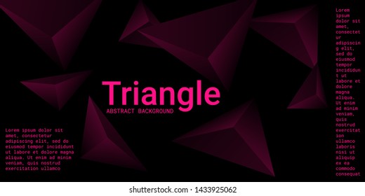 Triangular background. Abstract composition of 3d triangles. 3D vector illustration . Futuristic geometric background.  Mangent  three-dimensional triangle in space.