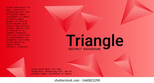 Triangular background. Abstract composition of 3d triangles. Modern geometric background.  3D vector illustration . Red  three-dimensional triangle in space.