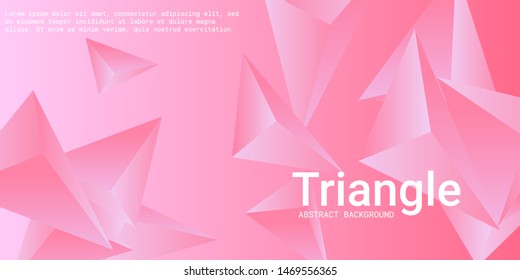 Triangular background. Abstract composition of 3d triangles. 3D vector illustration . Futuristic geometric background.  Pink  three-dimensional triangle in space.