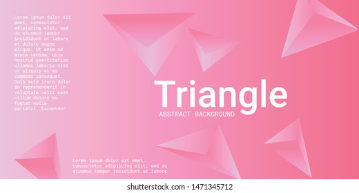 Triangular background. Abstract composition of 3d triangles. 3D vector illustration . Minimal geometric background.  Pink  three-dimensional triangle in space.
