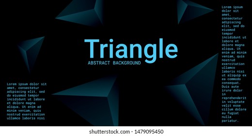 Triangular background. Abstract composition of 3d triangles. Modern geometric background.  3D vector illustration . Turquoise  three-dimensional triangle in space.