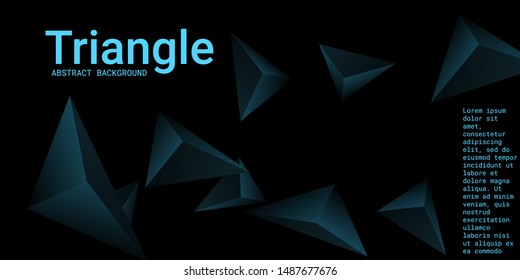 Triangular background. Abstract composition of 3d triangles. Minimal geometric background.  3D vector illustration . Turquoise  three-dimensional triangle in space.