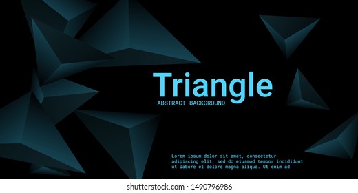 Triangular background. Abstract composition of 3d triangles. 3D vector illustration . Minimal geometric background.  Turquoise  three-dimensional triangle in space.